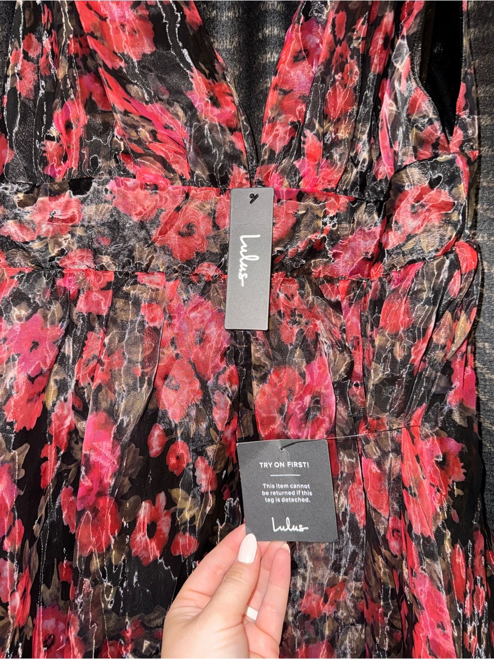Lulu's Red and Black Floral Maxi Dress - Picture 4 of 4